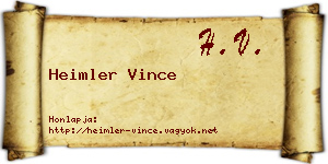 Heimler Vince névjegykártya